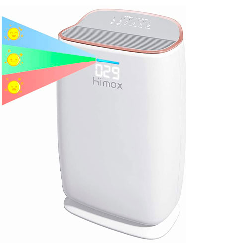 HIMOX Purificador de Aire, Smart Purificador Aire con Filtro Hepa H13, hasta 57m²/h, Indicador de Calidad de Aire, Modo Sueño, Generador ozono, Captura Alergias, Humo, Olor, Mascota H04RG